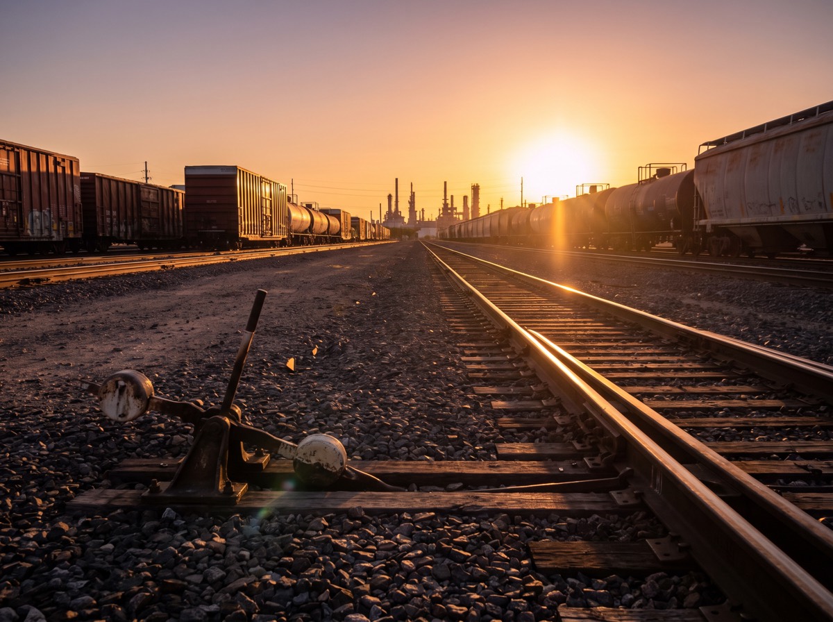 Railyard storage tracks on the Houston Ship Channel
